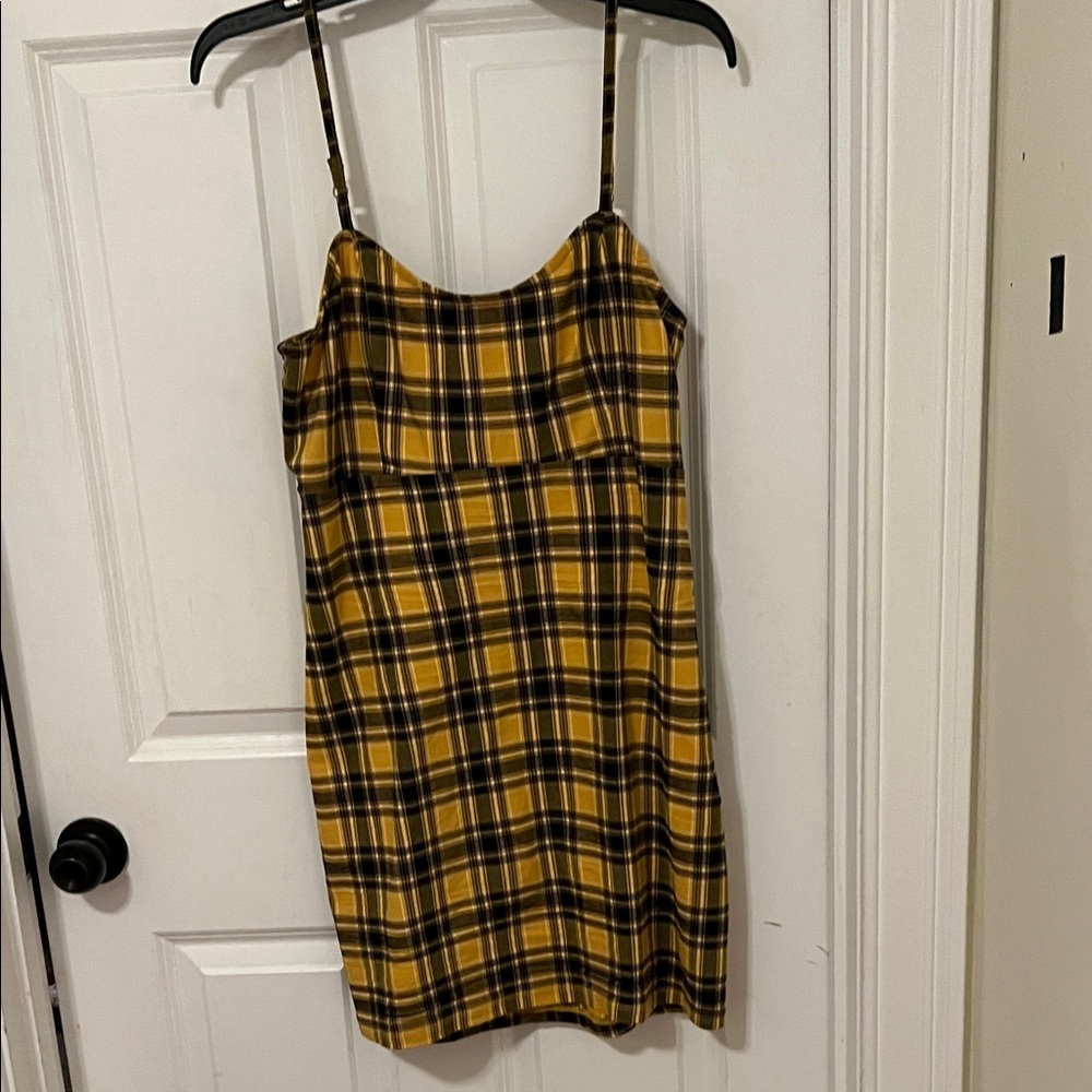 Hollister Yellow and Black Plaid Mini Dress